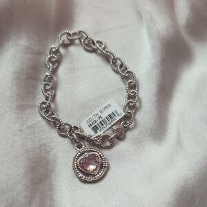 Judith Ripka Silver Bracelet with pink cyrstal